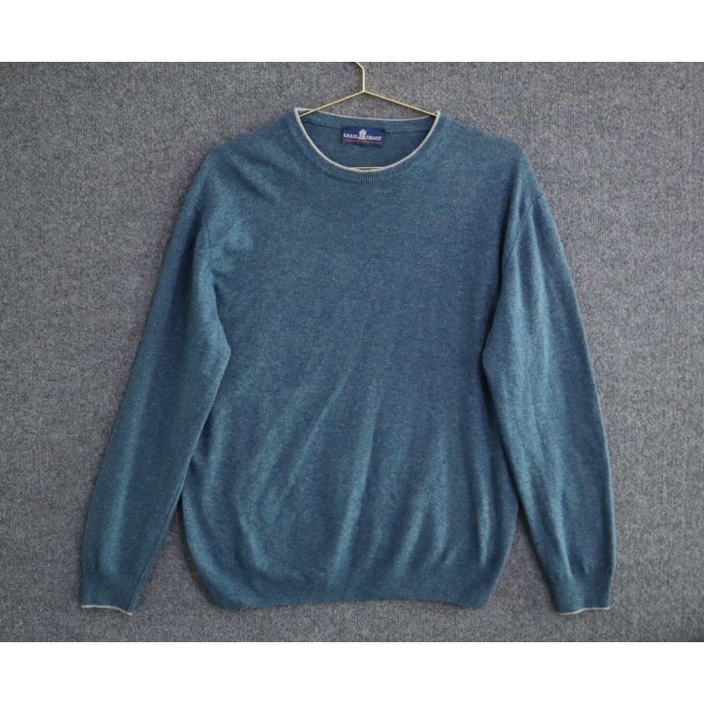 Eredi Pisano Sweater Men XL Teal Blue MERINOS WOOL GAUGE 7 CREWNECK‎ EUC ITALIAN